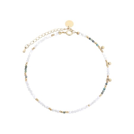 Bracelet cheville Emi nacre & turquoise