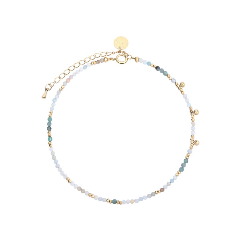 Bracelet cheville Emi pierre de lune blanche
