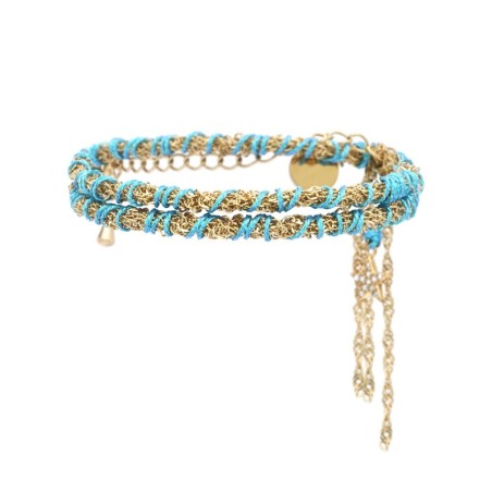 Bracelet Calie 2 tours bleu sortie en mer
