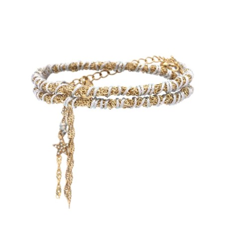 Bracelet Calie 2 tours gris perle arc en ciel