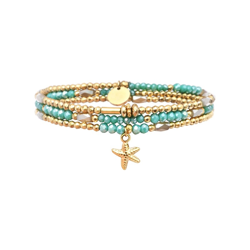 Bracelet élastique 3 tours Gaby mer des Caraïbes