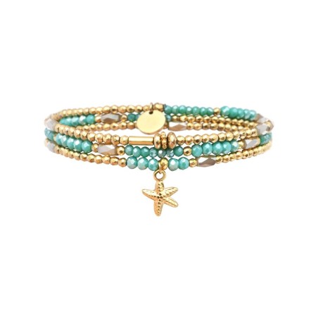 Bracelet élastique 3 tours Gaby mer des Caraïbes