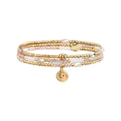 Bracelet élastique 3 tours Gaby blanc nacré