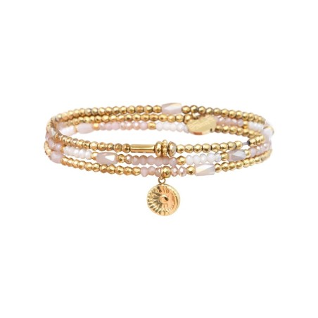 Bracelet élastique 3 tours Gaby blanc nacré