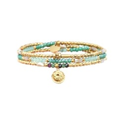 Bracelet élastique 3 tours Gaby jade bleu
