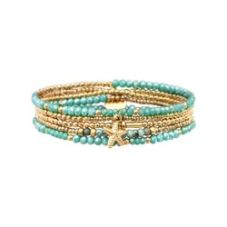 Bracelet élastique 5 tours Gaby mer des Caraïbes