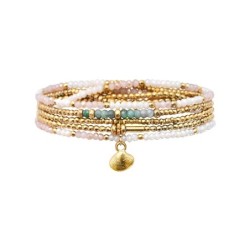 Bracelet élastique 5 tours Gaby blanc nacré