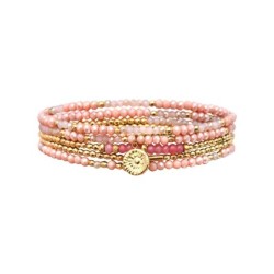Bracelet élastique 5 tours Gaby rose dragée