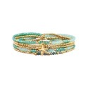 Bracelet élastique 5 tours Gaby jade bleu