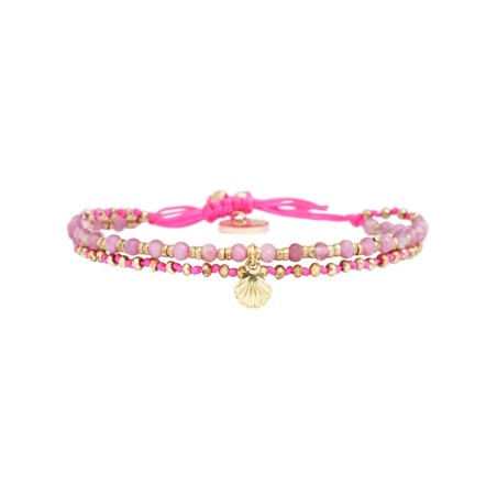 Bracelet 2 rangs Enaha tourmaline rose fluo