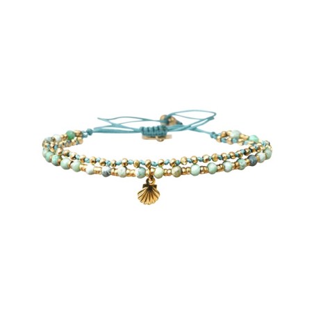 Bracelet 2 rangs Enaha turquoise bleue