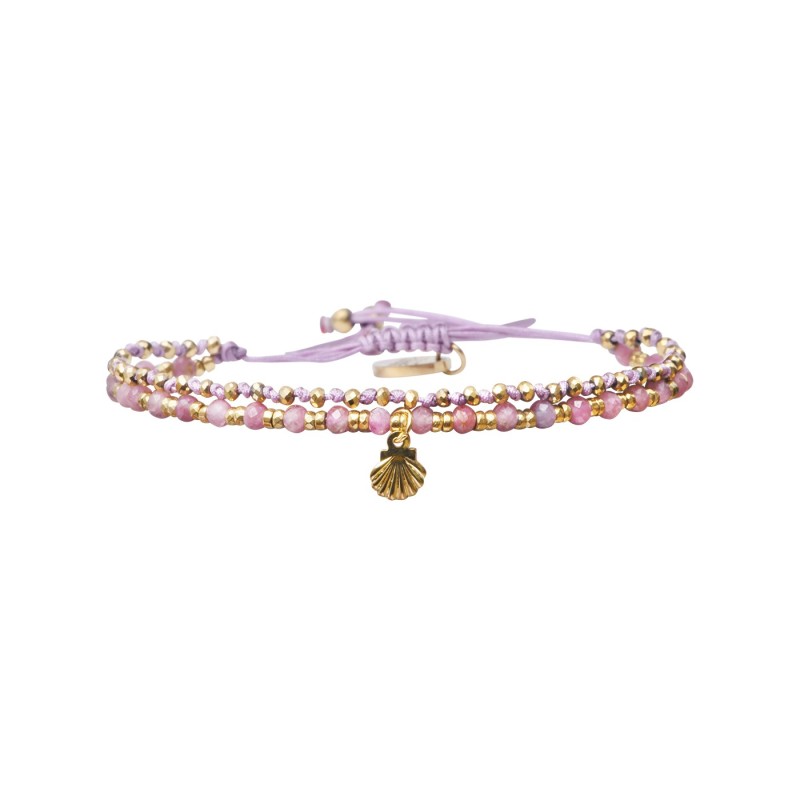 Bracelet 2 rangs Enaha tourmaline rose
