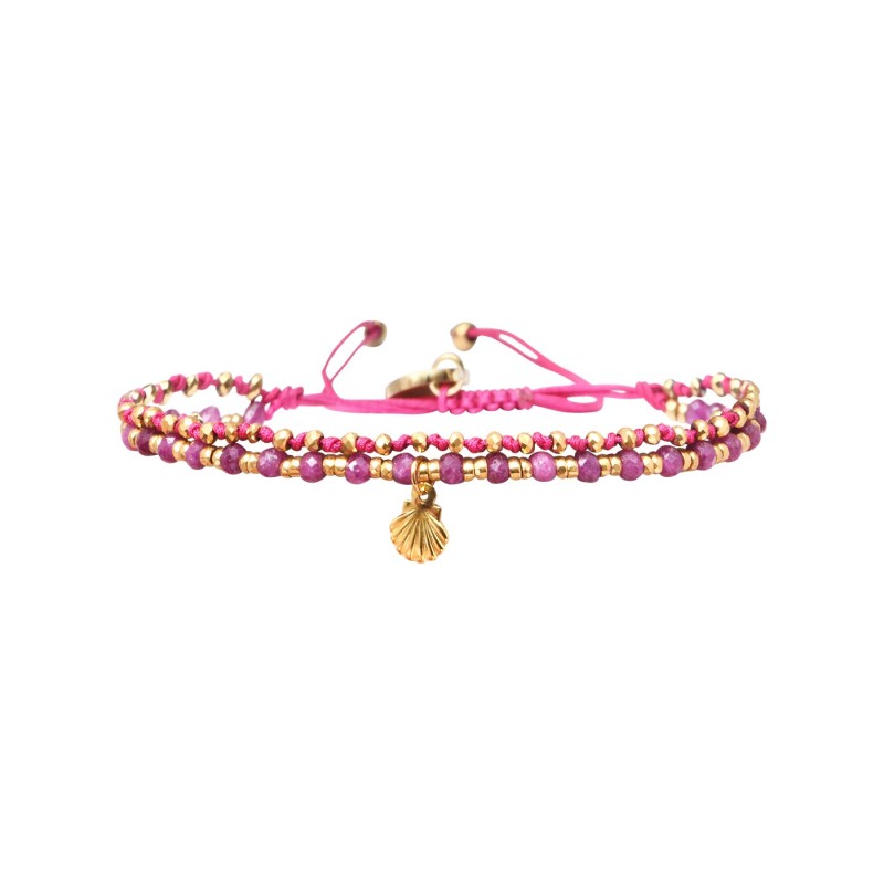 Bracelet 2 rangs Enaha mica violet