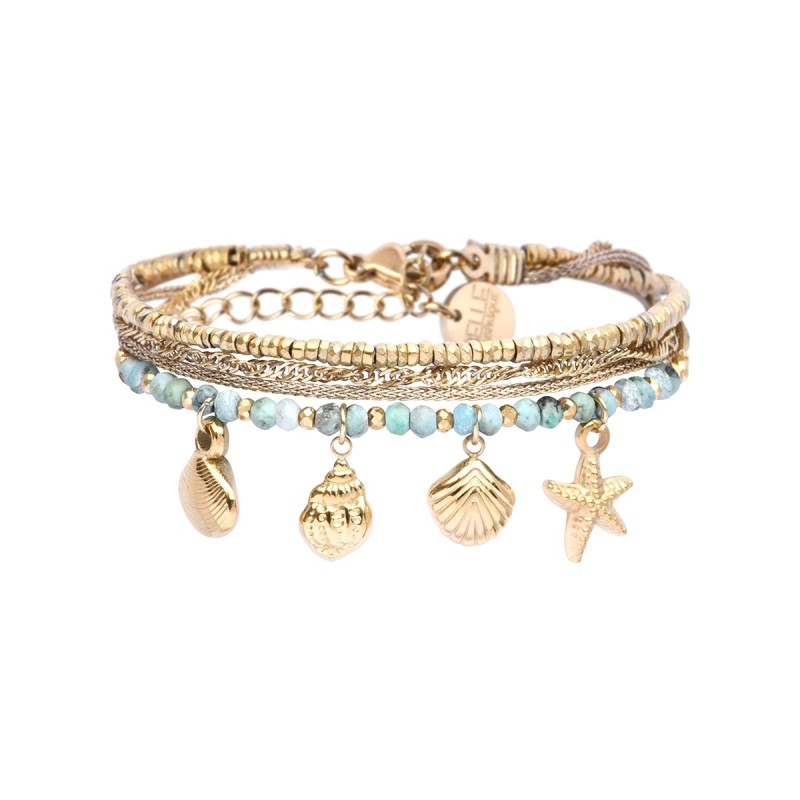 bracelet 4 rangs Lea turquoise