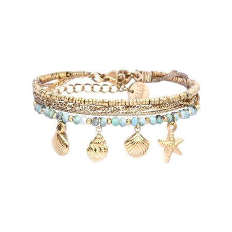 bracelet 4 rangs Lea turquoise