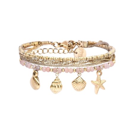 bracelet 4 rangs Lea pierre de lune rose