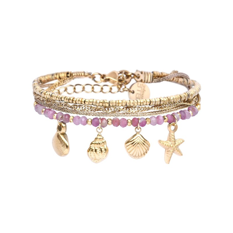 bracelet 4 rangs Lea tourmaline rose