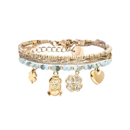 bracelet 4 rangs Mila émeraude