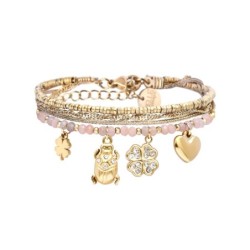 bracelet 4 rangs Mila pierre de lune rose