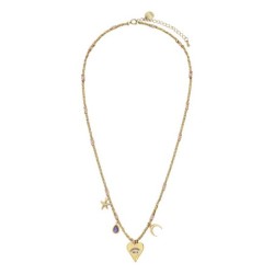 Collier Lucky charms pierre de lune rose