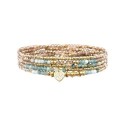 Bracelet élastique 5 tours Janna émeraude