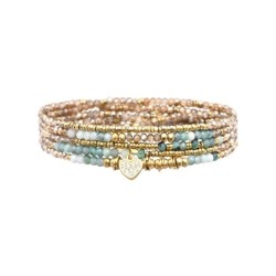 Bracelet élastique 5 tours Janna émeraude
