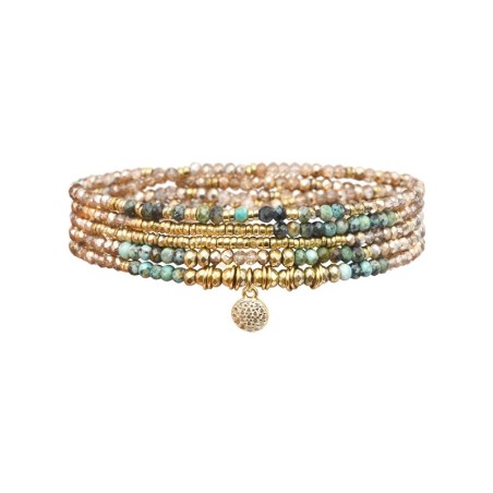 Bracelet élastique 5 tours Janna turquoise