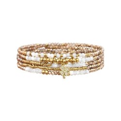 Bracelet élastique 5 tours Janna nacre