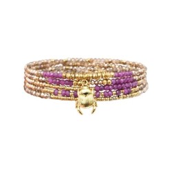 Bracelet élastique 5 tours Janna rubis