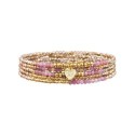 Bracelet élastique 5 tours Janna tourmaline rose