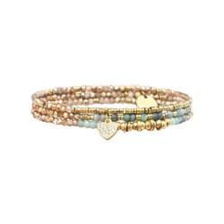 Bracelet élastique 3 tours Janna émeraude