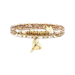 Bracelet élastique 3 tours Janna nacre