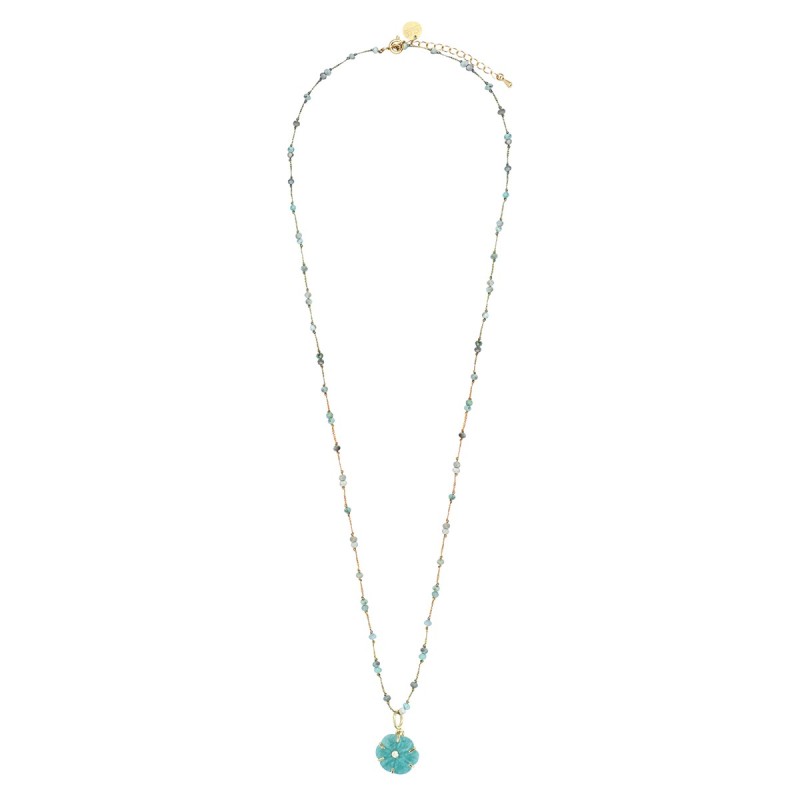 Sautoir Alba amazonite & turquoise africaine