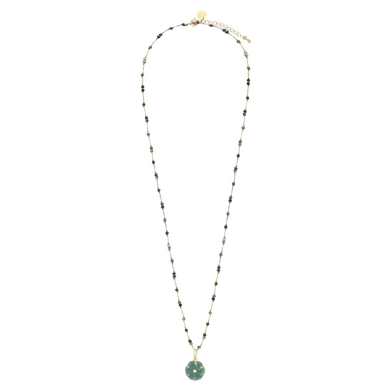 Sautoir Alba  aventurine & rubis zoïste