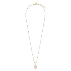 Sautoir Alba quartz rose & pierre de lune rose