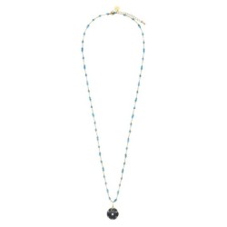 Sautoir Alba labradorite noire & apatite