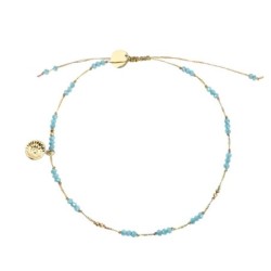 Bracelet cheville Alba cristal aigue marine