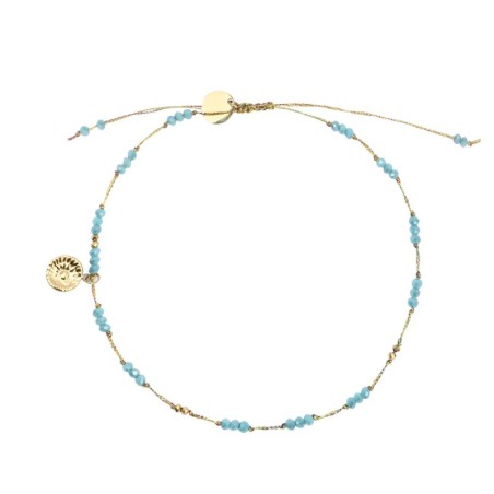 Bracelet cheville Alba cristal aigue marine