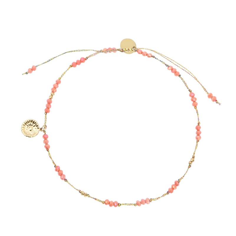 Bracelet cheville Alba cristal rose incarnat