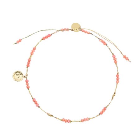 Bracelet cheville Alba cristal rose incarnat