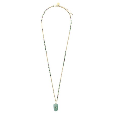 Sautoir Lulu rubis zoïste & cordon vert impérial