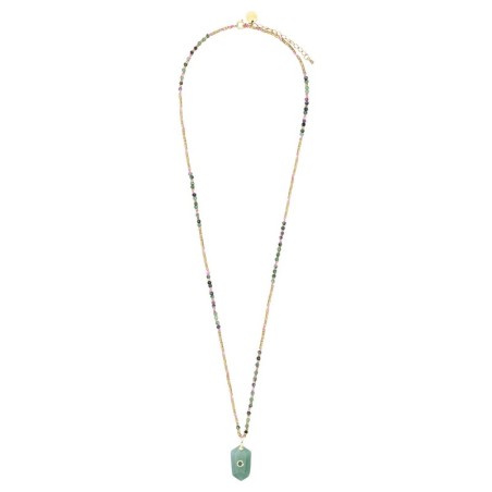 Sautoir Lulu rubis zoïste & cordon rose fluo