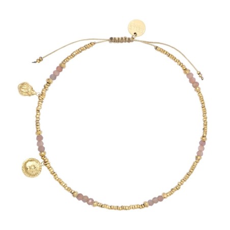 Bracelet cheville Lola pierre de lune rose