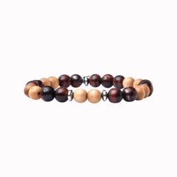 Bracelet Mika wood Œil du tigre rouge