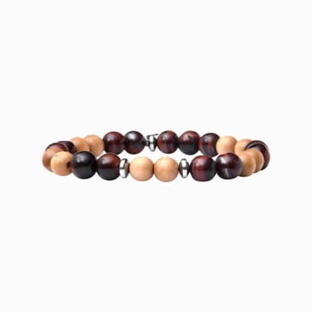 Bracelet Mika wood Œil du tigre rouge