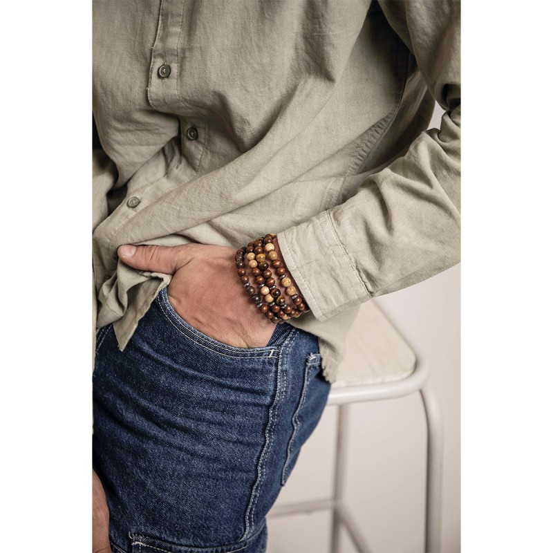 Bracelet Mika wood Œil du tigre rouge