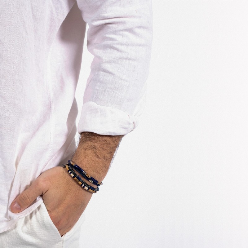 Bracelet Leo jaspe paysage et lapis lazuli