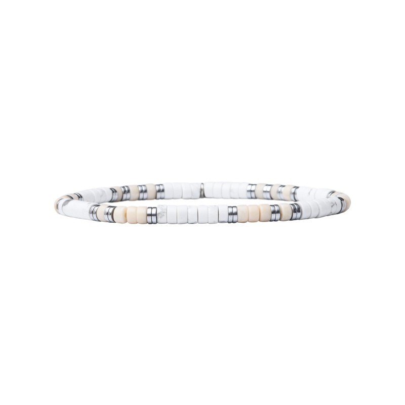 Bracelet Leo howlite et pierre de rivière