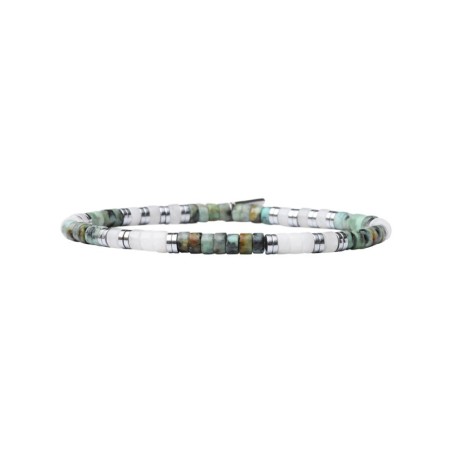 Bracelet Leo turquoise africaine et quartz fumé