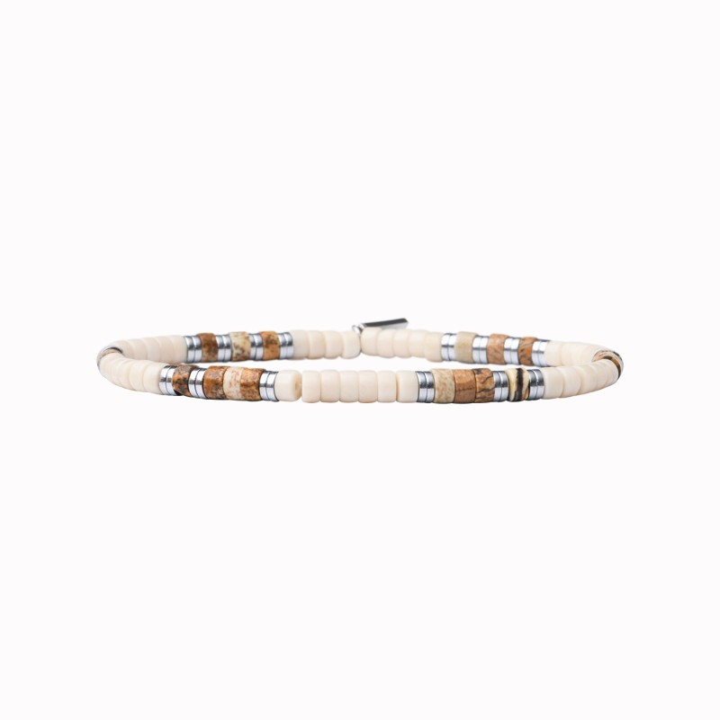 Bracelet Leo jaspe paysage et pierre de rivière